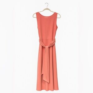 Talbot's Women's Size 8 100% Silk Peach Fit and Flare Sleeveless Dress W Belt